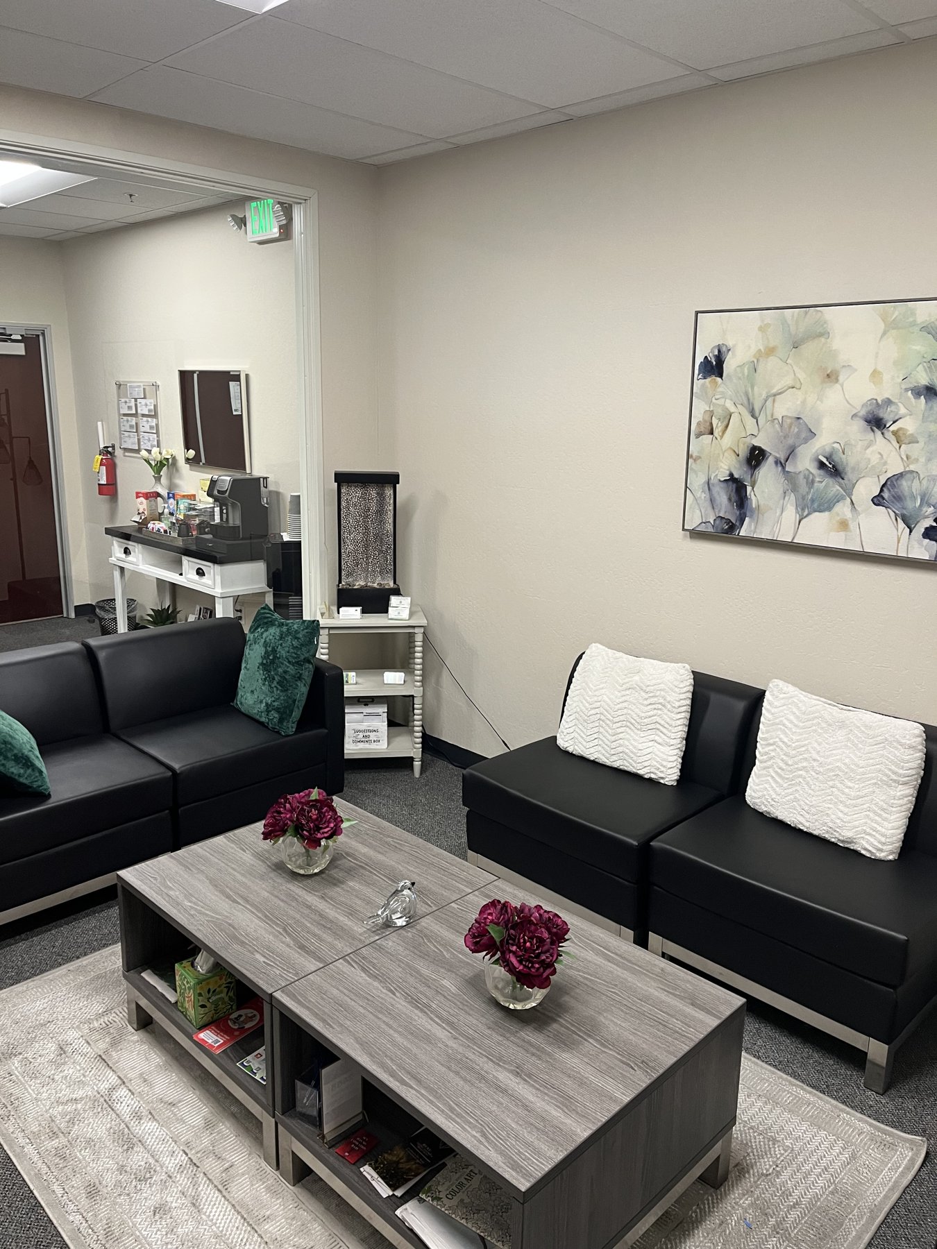 The seating area in our Brentwood office lobby